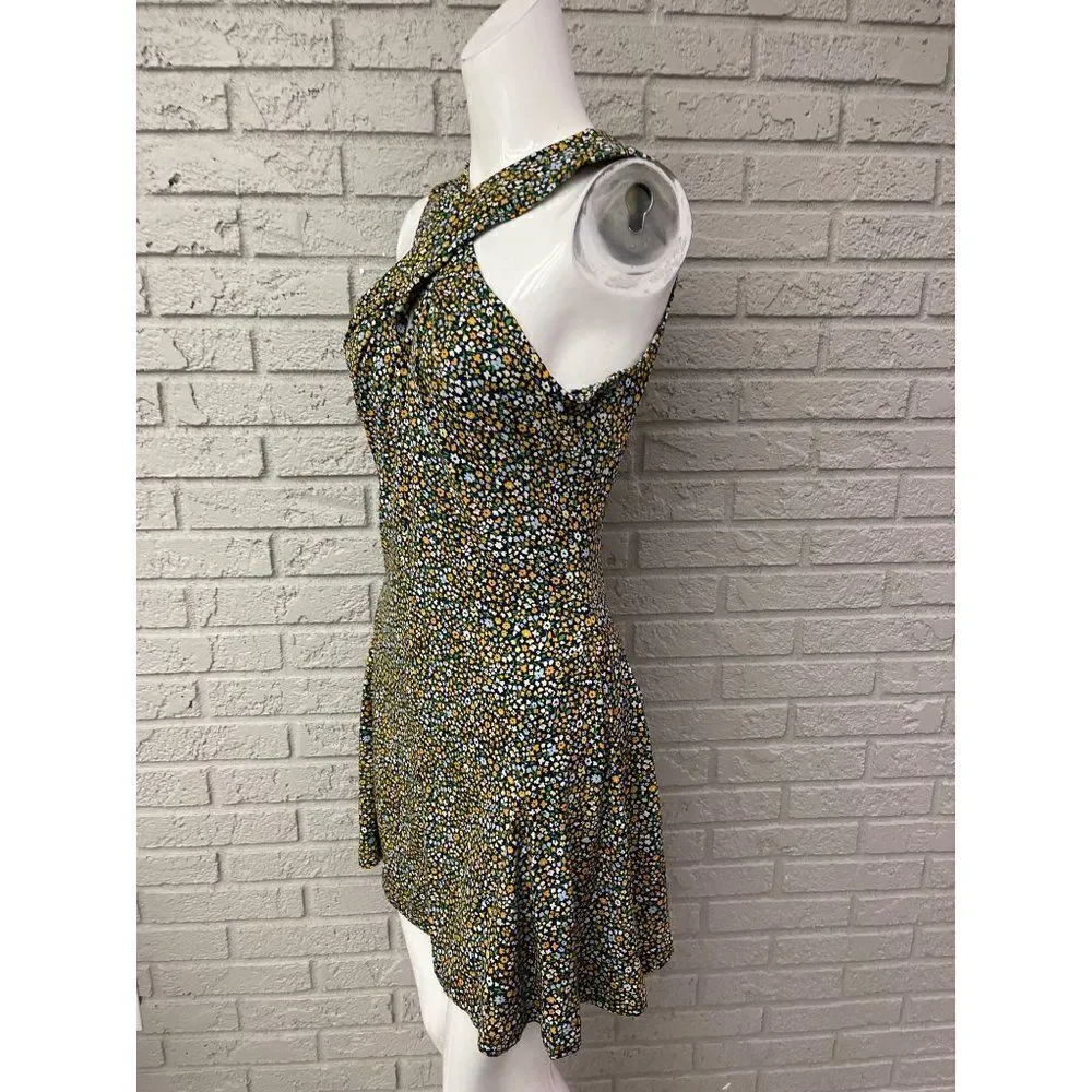 Michael Kors Quinn Floral Crisscross Neckline Sleeveless Mini Dress Size M